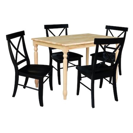 International Concepts 30 in. x 48 in. Solid Wood Dining Table with 4 Chairs K01-3048-C46-613-4